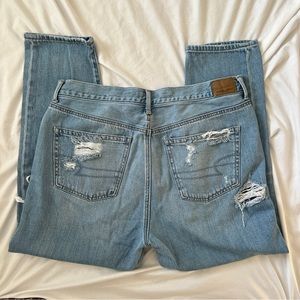 High-Rise Ripped Girlfriend Jeans